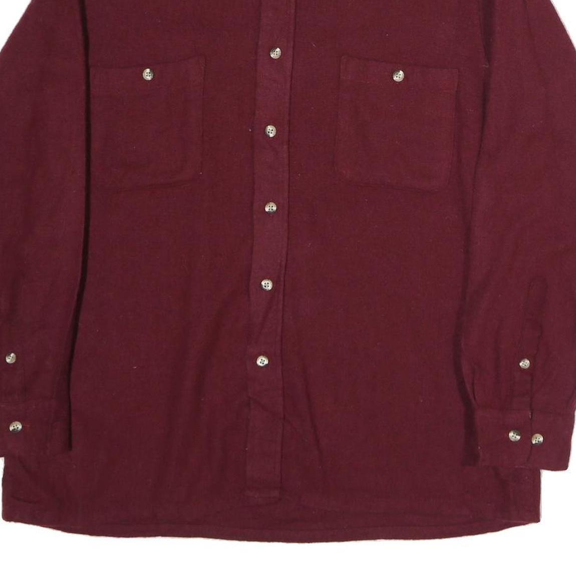 HIGH SIERRA Mens Maroon Plain Cotton Shirt L Long Sleeve Button Pocket