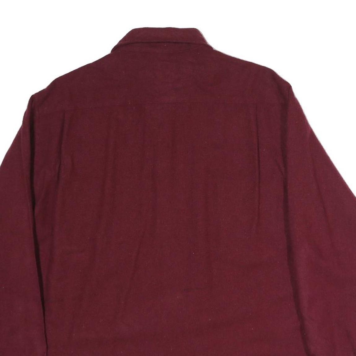 HIGH SIERRA Mens Maroon Plain Cotton Shirt L Long Sleeve Button Pocket