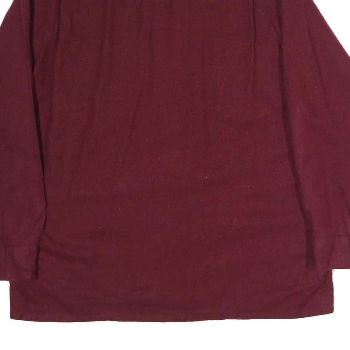 HIGH SIERRA Mens Maroon Plain Cotton Shirt L Long Sleeve Button Pocket
