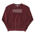 PUMA Womens Maroon Crew Neck M Velvet Effect Sweatshirt Pullover