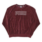 PUMA Womens Maroon Crew Neck M Velvet Effect Sweatshirt Pullover