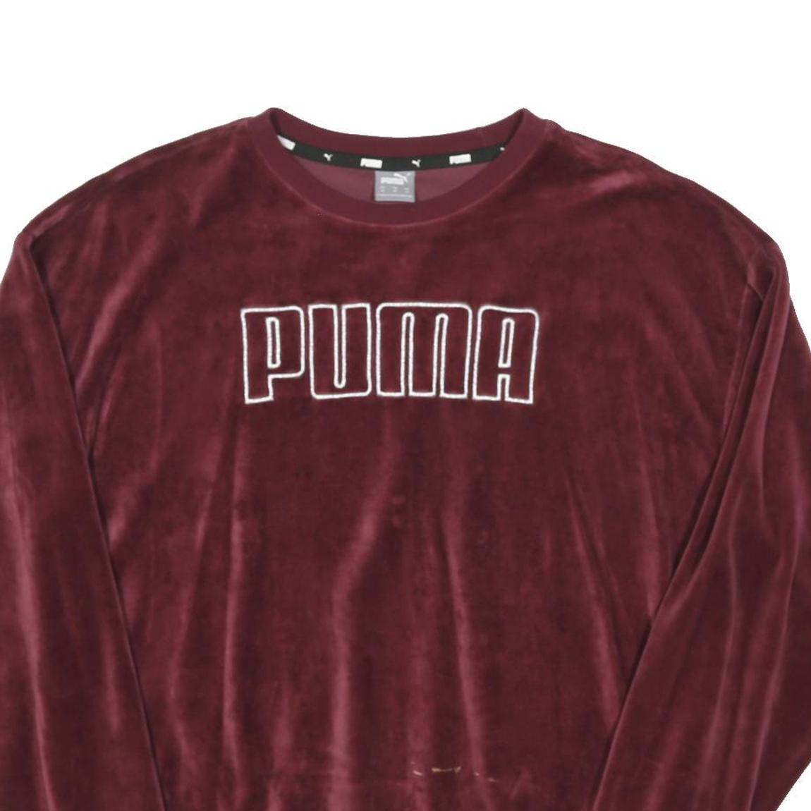 PUMA Womens Maroon Crew Neck M Velvet Effect Sweatshirt Pullover