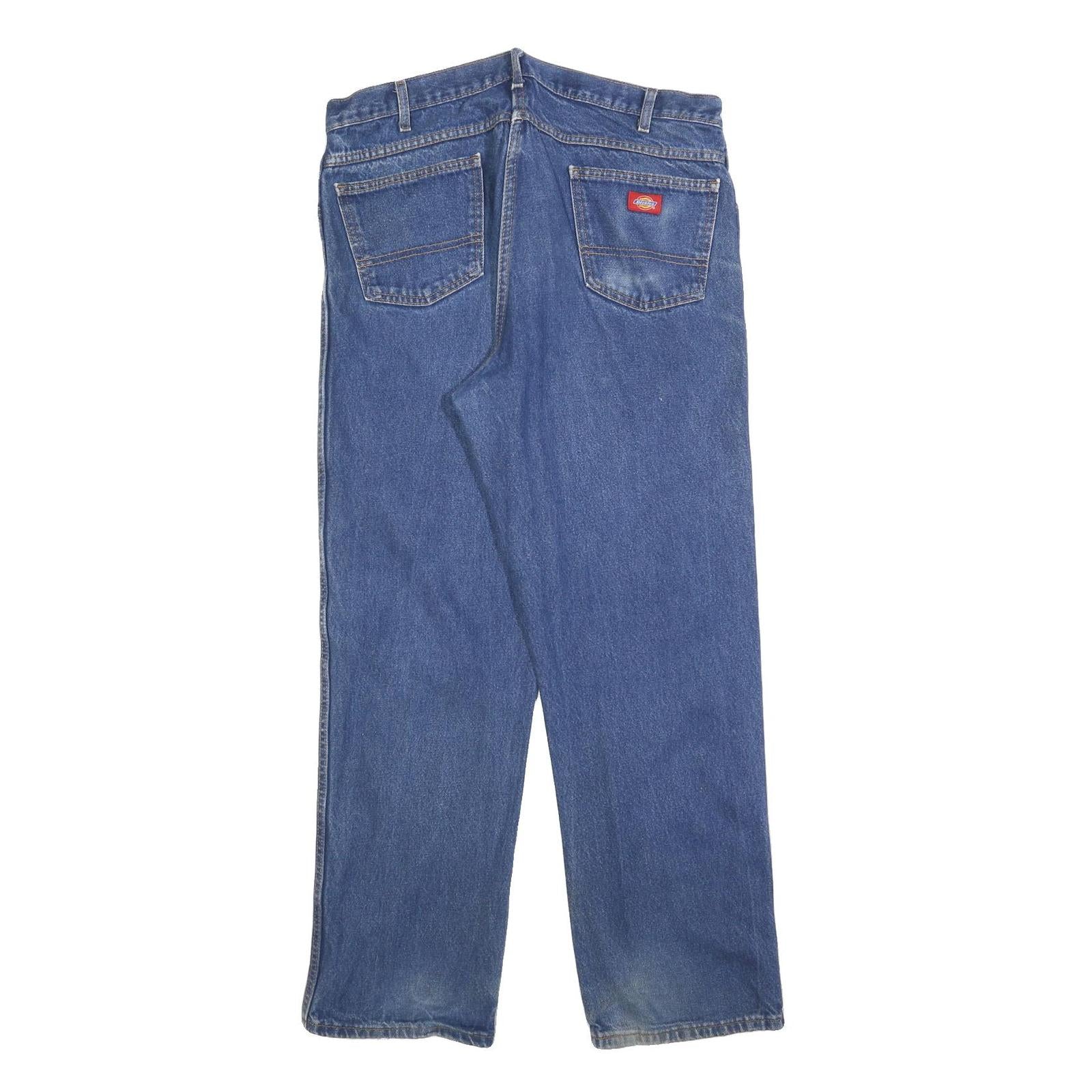 DICKIES Mens Jeans Blue Relaxed Straight Denim Medium W40 L32 Zip Casual
