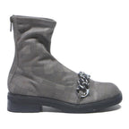 CHARLES & KEITH Womens Ankle Boots Grey Cotton Blend UK 3 Chain Detail Stylish