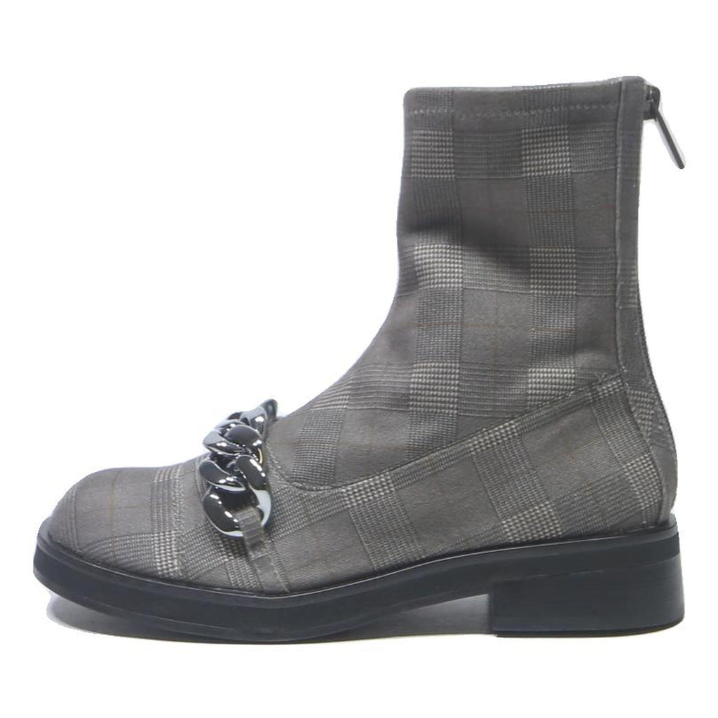 CHARLES & KEITH Womens Ankle Boots Grey Cotton Blend UK 3 Chain Detail Stylish