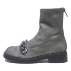 CHARLES & KEITH Womens Ankle Boots Grey Cotton Blend UK 3 Chain Detail Stylish