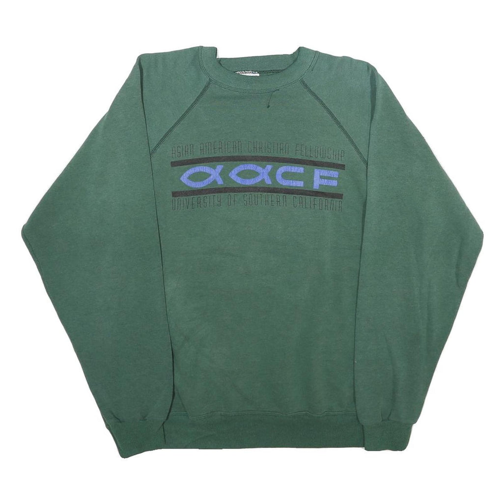 HANES Mens Green Asian American Christian Fellowship Crew Neck XL Sweatshirt