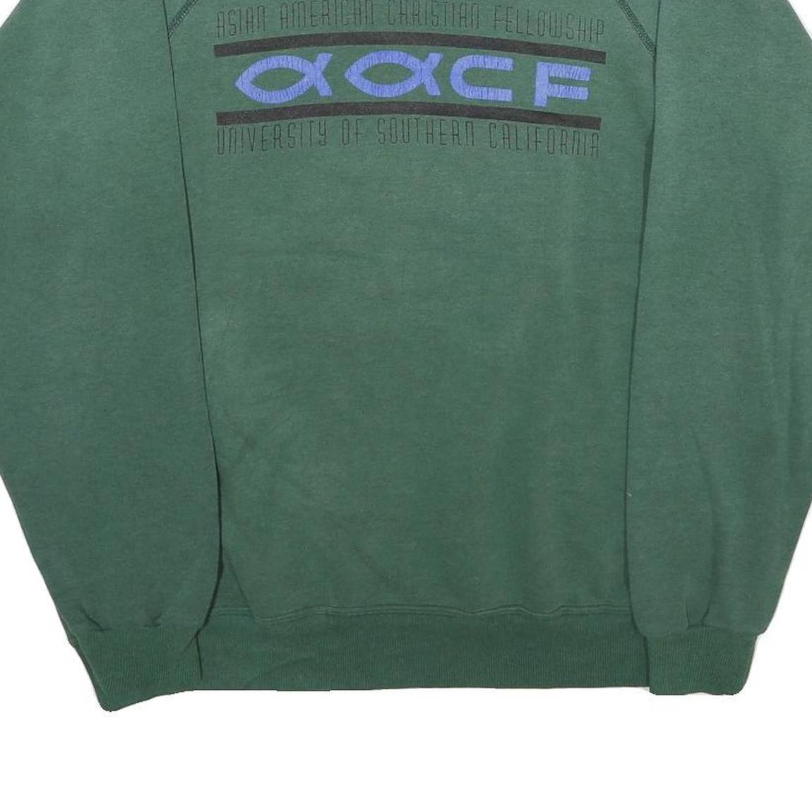 HANES Mens Green Asian American Christian Fellowship Crew Neck XL Sweatshirt