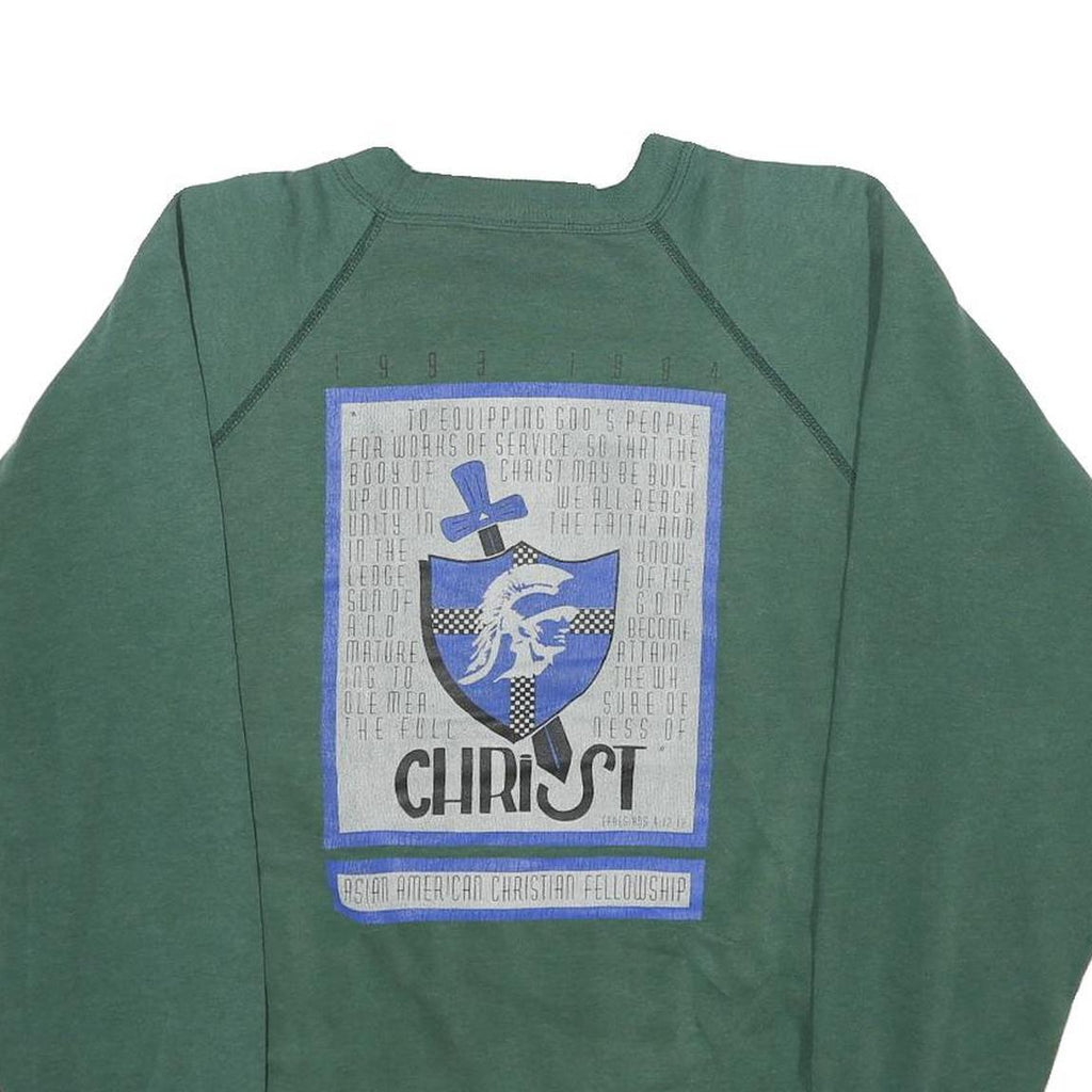 HANES Mens Green Asian American Christian Fellowship Crew Neck XL Sweatshirt