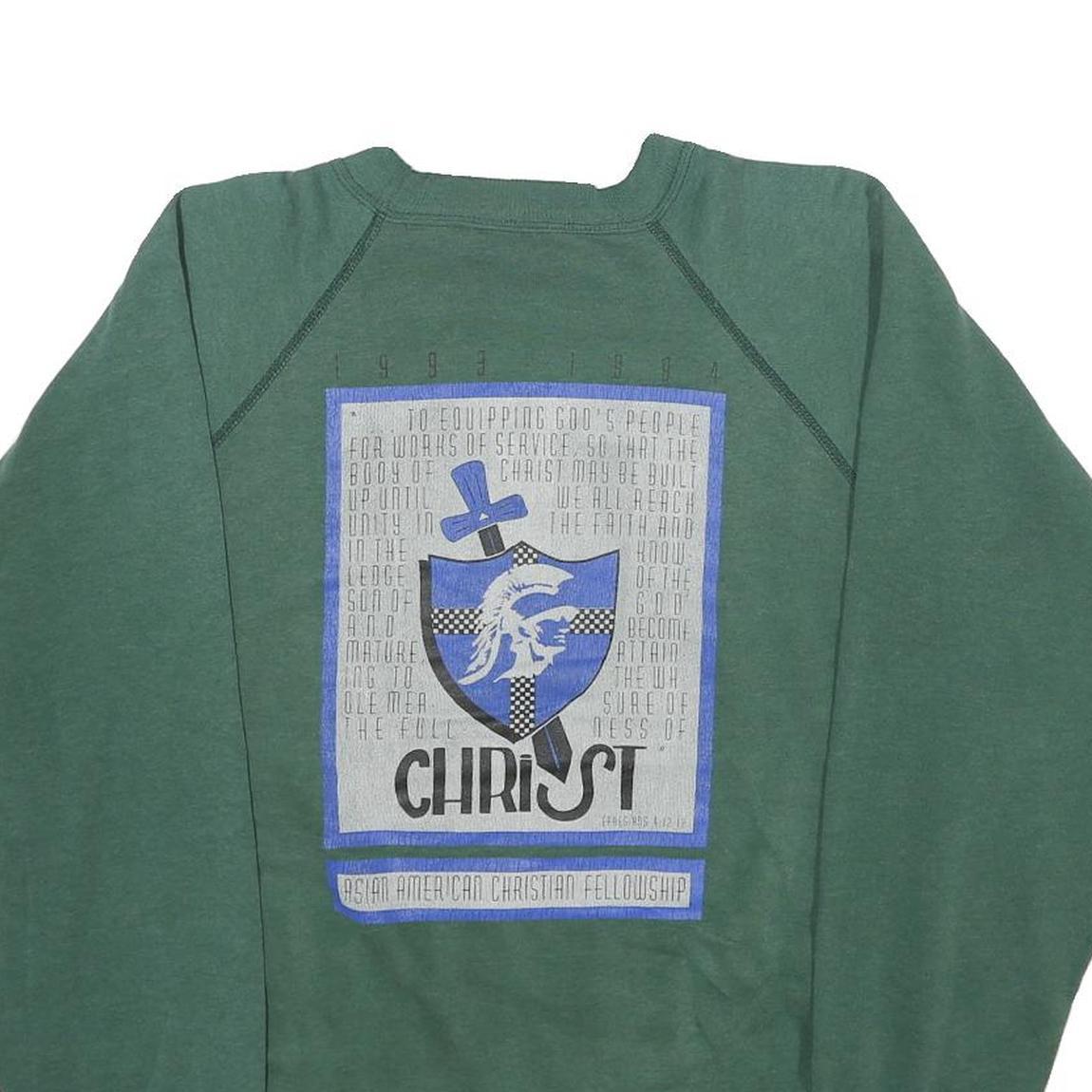 HANES Mens Green Asian American Christian Fellowship Crew Neck XL Sweatshirt