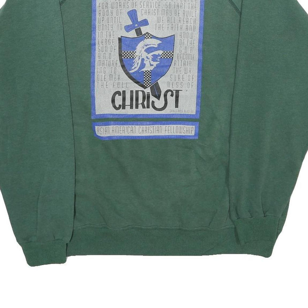 HANES Mens Green Asian American Christian Fellowship Crew Neck XL Sweatshirt