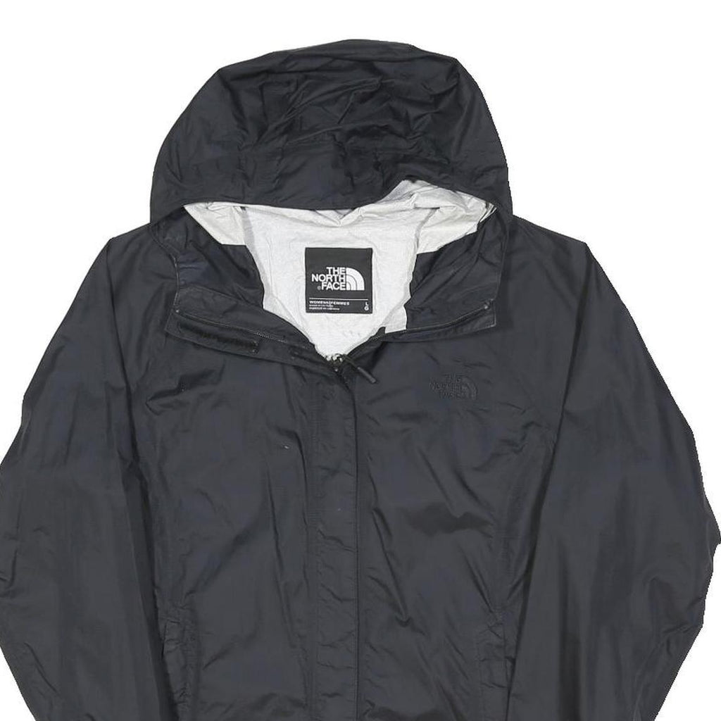 THE NORTH FACE Womens Black Outdoor Jacket L Polyester Blend Zip Hooded Plain
