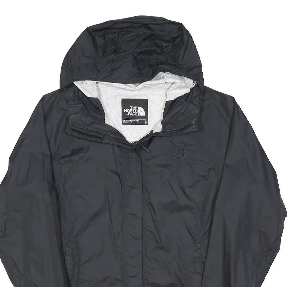 THE NORTH FACE Womens Black Outdoor Jacket L Polyester Blend Zip Hooded Plain