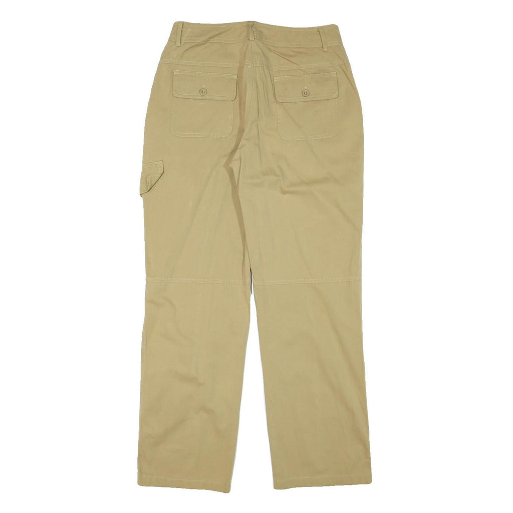 Mens Beige Cotton Blend Regular Fit Cargo Trousers W28 L28 Utility Zip Closure