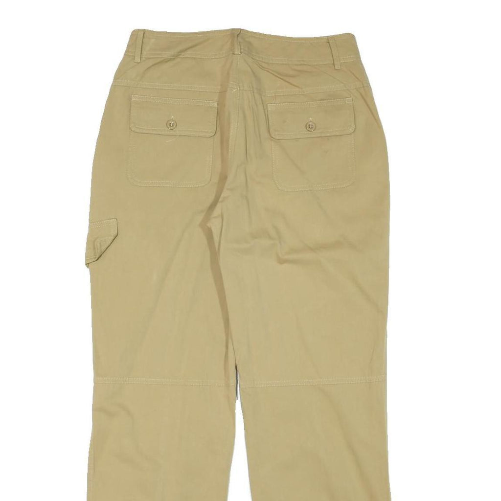 Mens Beige Cotton Blend Regular Fit Cargo Trousers W28 L28 Utility Zip Closure