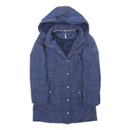 JOULES Girls Navy Blue Puffer Jacket 11Y Polyester Blend Hooded Zip Casual