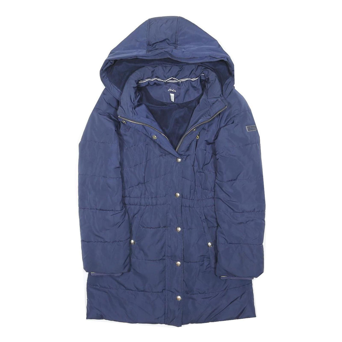 JOULES Girls Navy Blue Puffer Jacket 11Y Polyester Blend Hooded Zip Casual