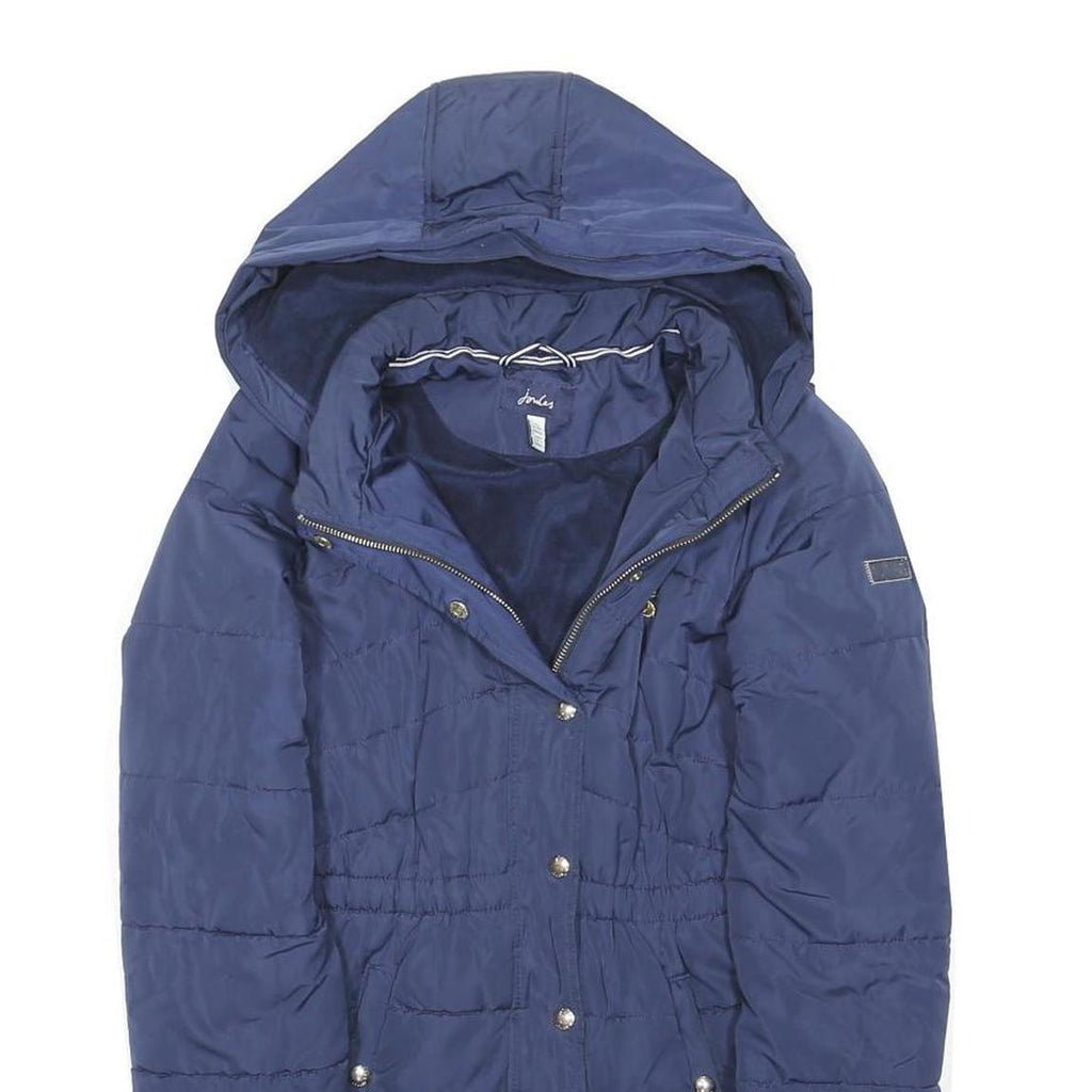JOULES Girls Navy Blue Puffer Jacket 11Y Polyester Blend Hooded Zip Casual