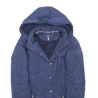 JOULES Girls Navy Blue Puffer Jacket 11Y Polyester Blend Hooded Zip Casual