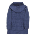 JOULES Girls Navy Blue Puffer Jacket 11Y Polyester Blend Hooded Zip Casual