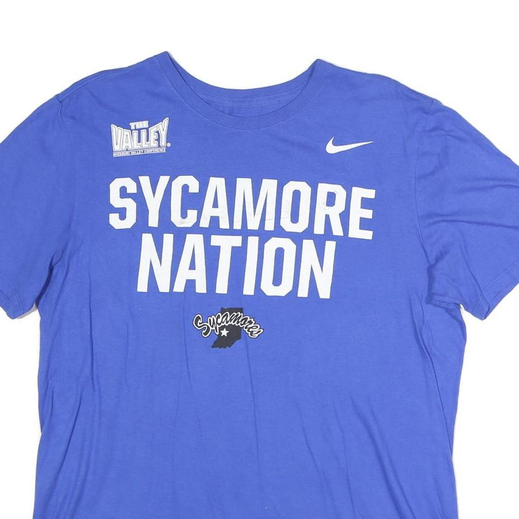 NIKE Mens Blue Sycamore Nation Graphic T-Shirt L Short Sleeve Crew Neck