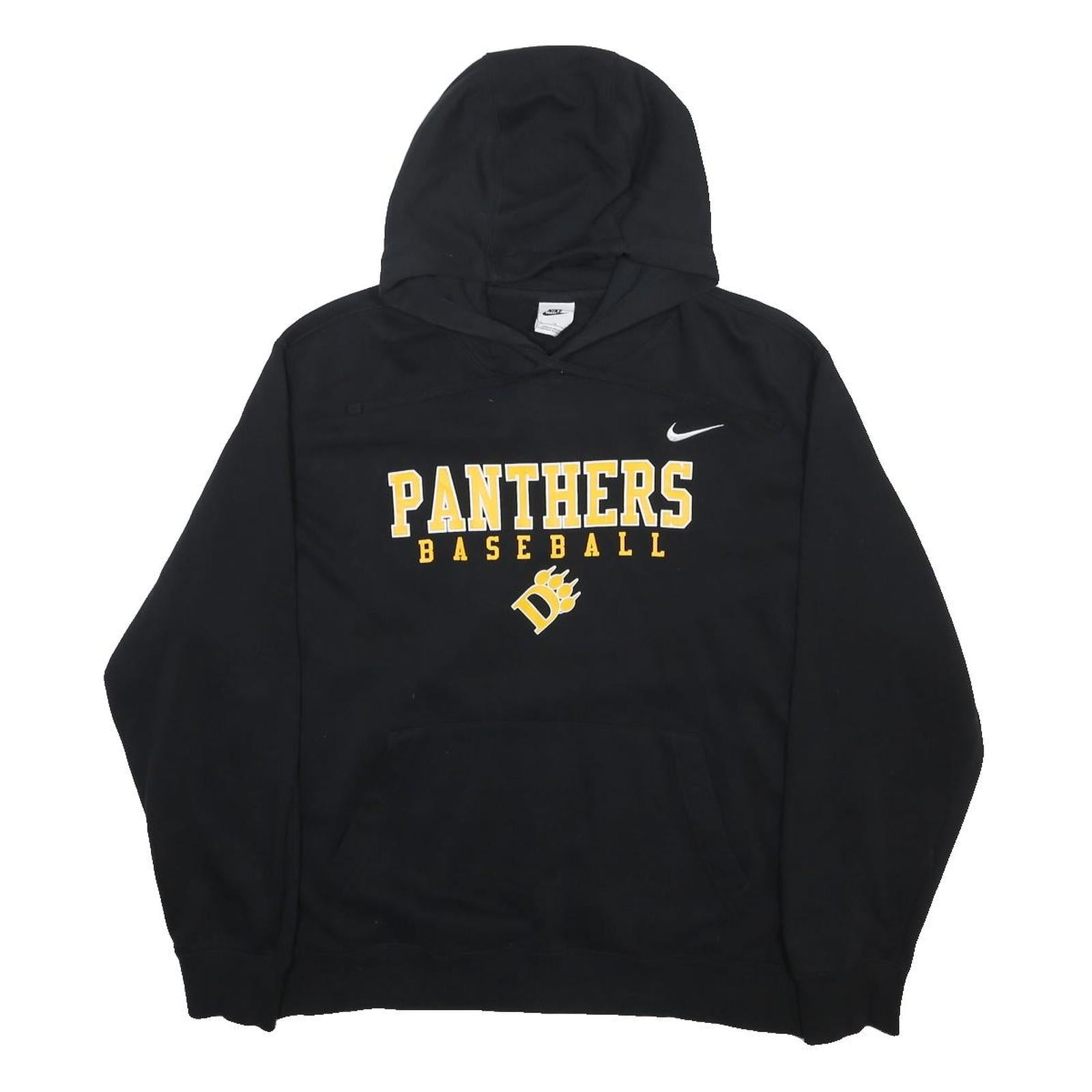 NIKE Mens Black Panthers Baseball Hoodie XL Cotton Blend Pullover Sweatshirt