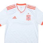 ADIDAS Mens White & Orange Football Shirt XS Short Sleeve V-Neck Zip Jersey