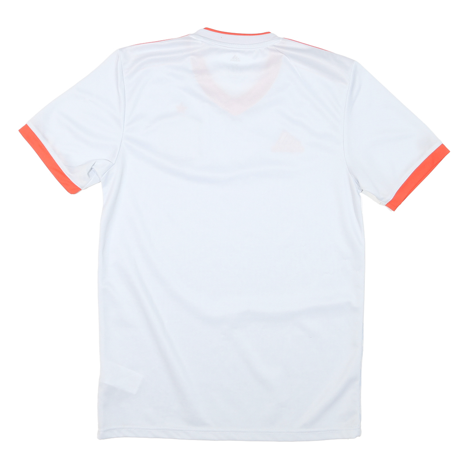 ADIDAS Mens White & Orange Football Shirt XS Short Sleeve V-Neck Zip Jersey