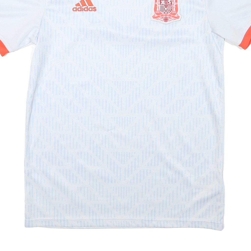 ADIDAS Mens White & Orange Football Shirt XS Short Sleeve V-Neck Zip Jersey