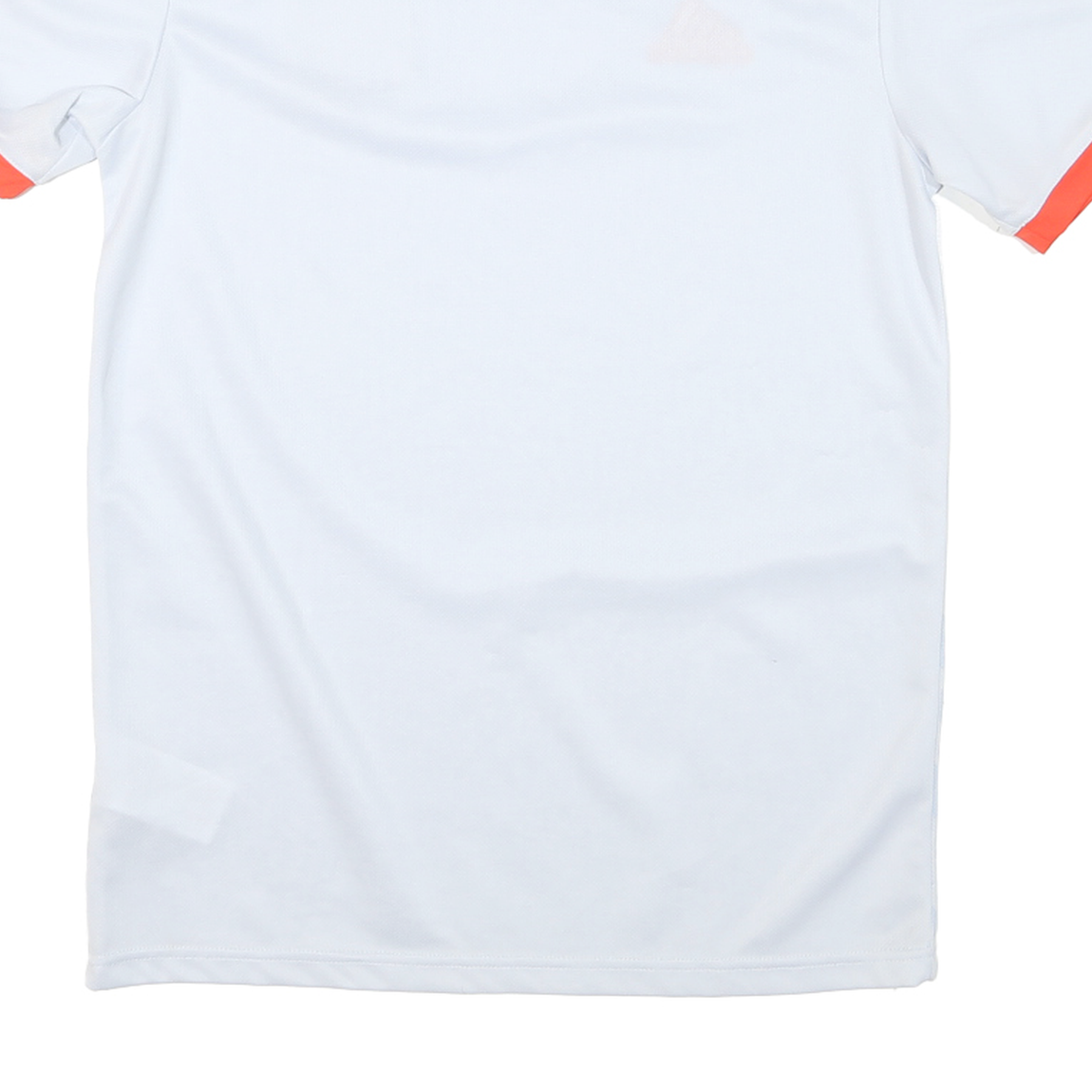 ADIDAS Mens White & Orange Football Shirt XS Short Sleeve V-Neck Zip Jersey