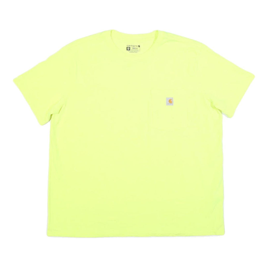 CARHARTT Womens Yellow Pocket T-Shirt 2XL Short Sleeve Crew Neck Cotton Casual