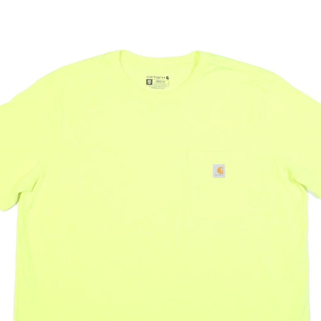 CARHARTT Womens Yellow Pocket T-Shirt 2XL Short Sleeve Crew Neck Cotton Casual