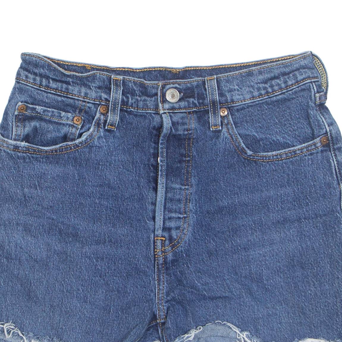 LEVI'S Cut Off 501 Womens Denim Shorts Blue S W26