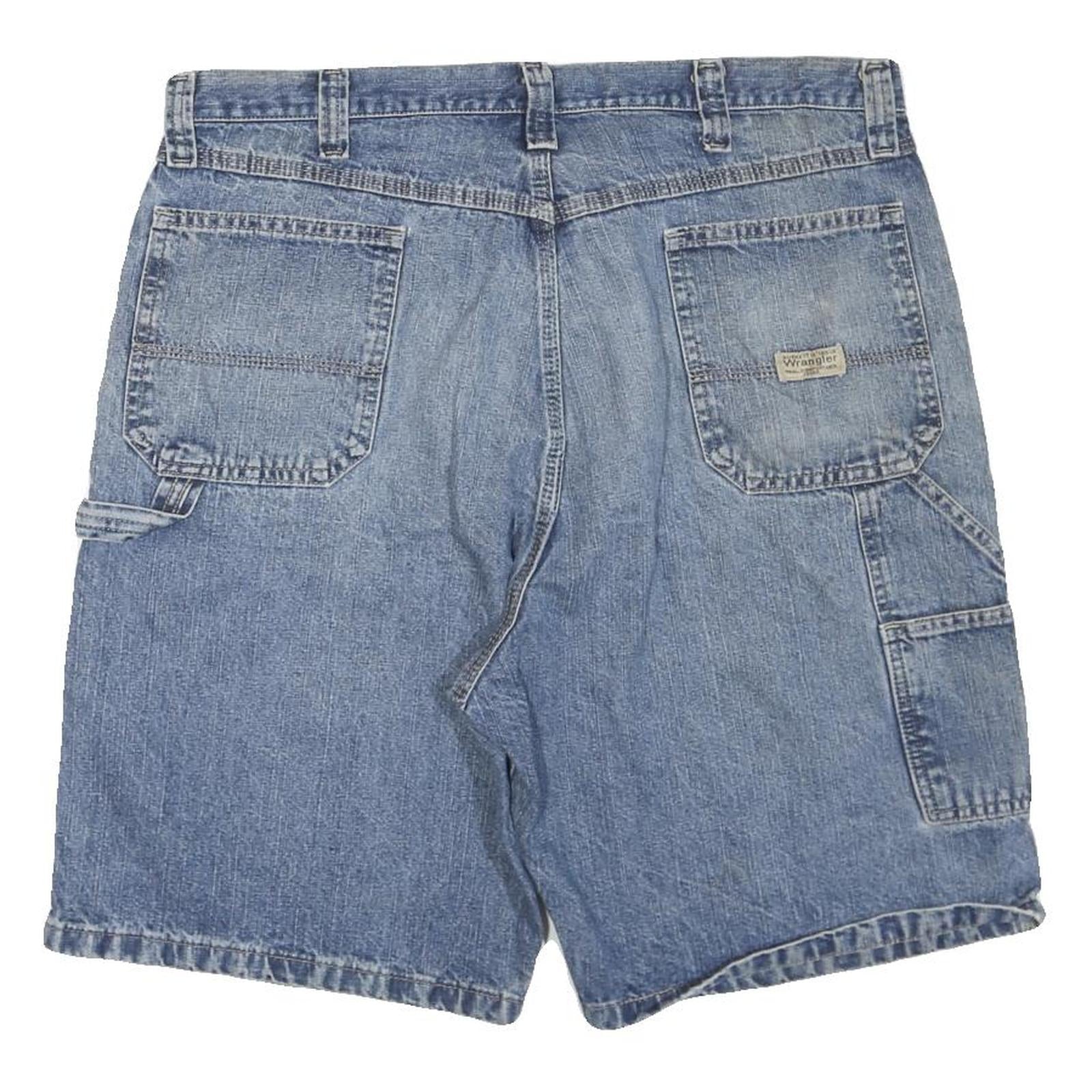 WRANGLER Mens Shorts Blue Denim XL W38 Casual Cotton Blend Relaxed Fit