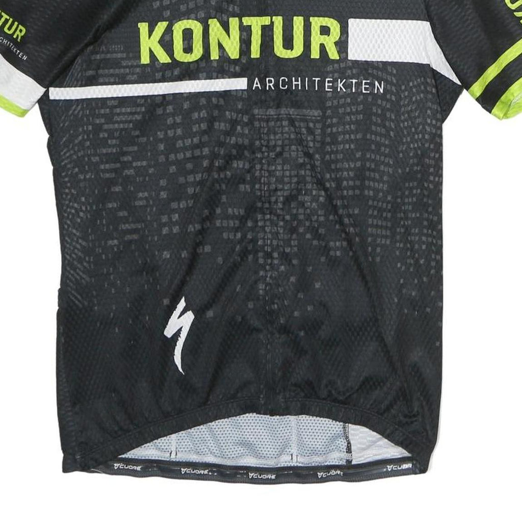 CUORE Mens Black & Green Cycling T-Shirt L Short Sleeve Crew Neck Polyester