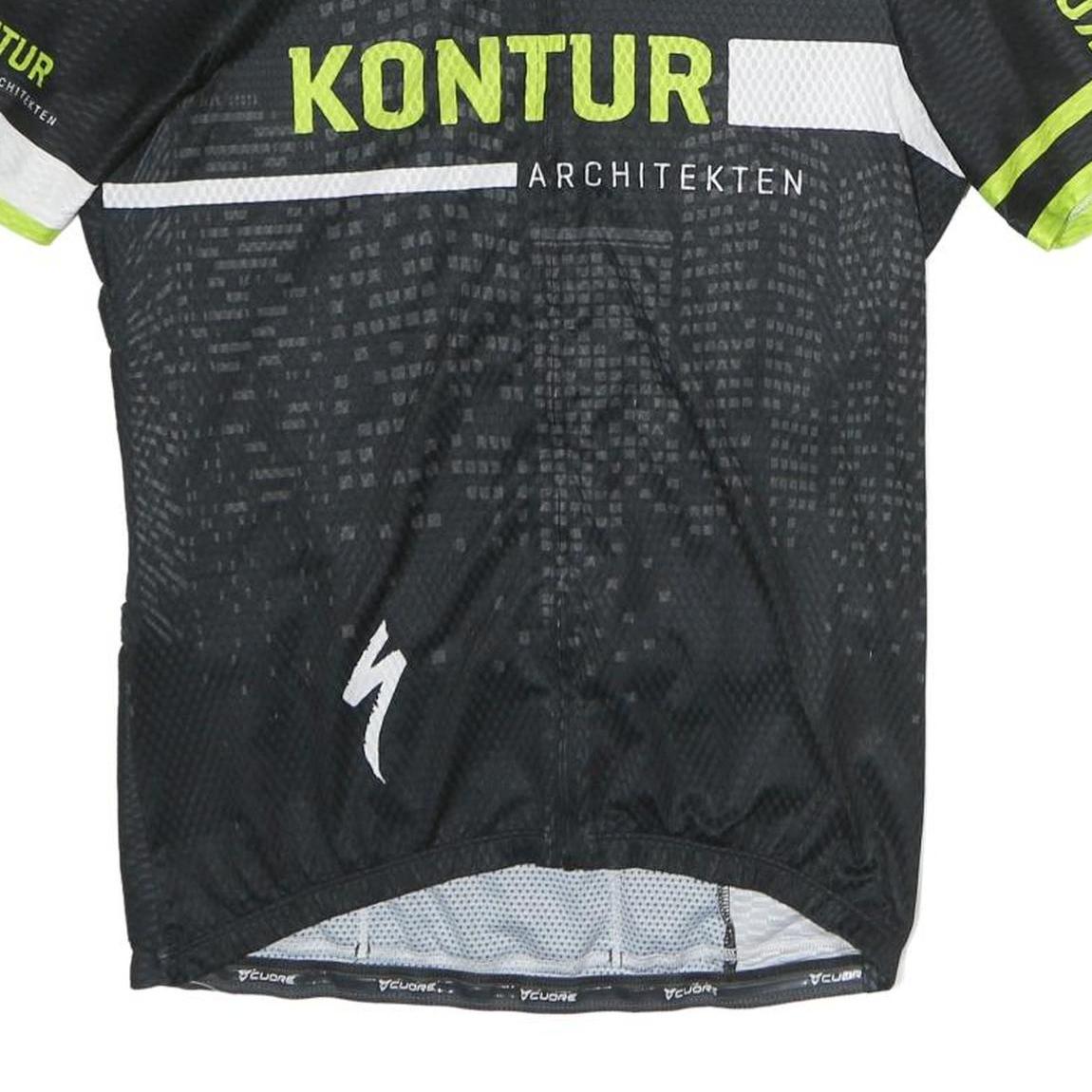 CUORE Mens Black & Green Cycling T-Shirt L Short Sleeve Crew Neck Polyester