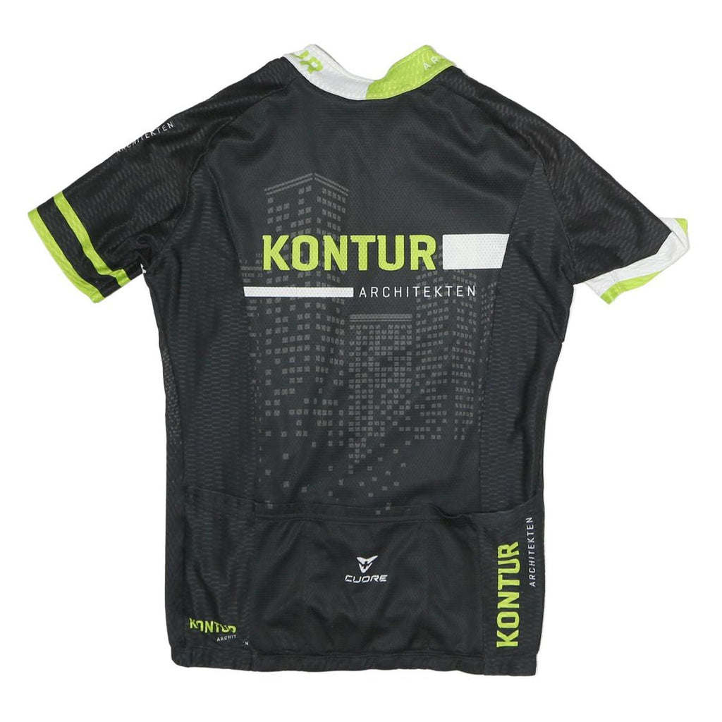 CUORE Mens Black & Green Cycling T-Shirt L Short Sleeve Crew Neck Polyester