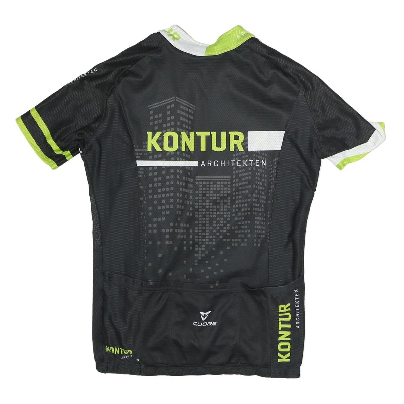 CUORE Mens Black & Green Cycling T-Shirt L Short Sleeve Crew Neck Polyester