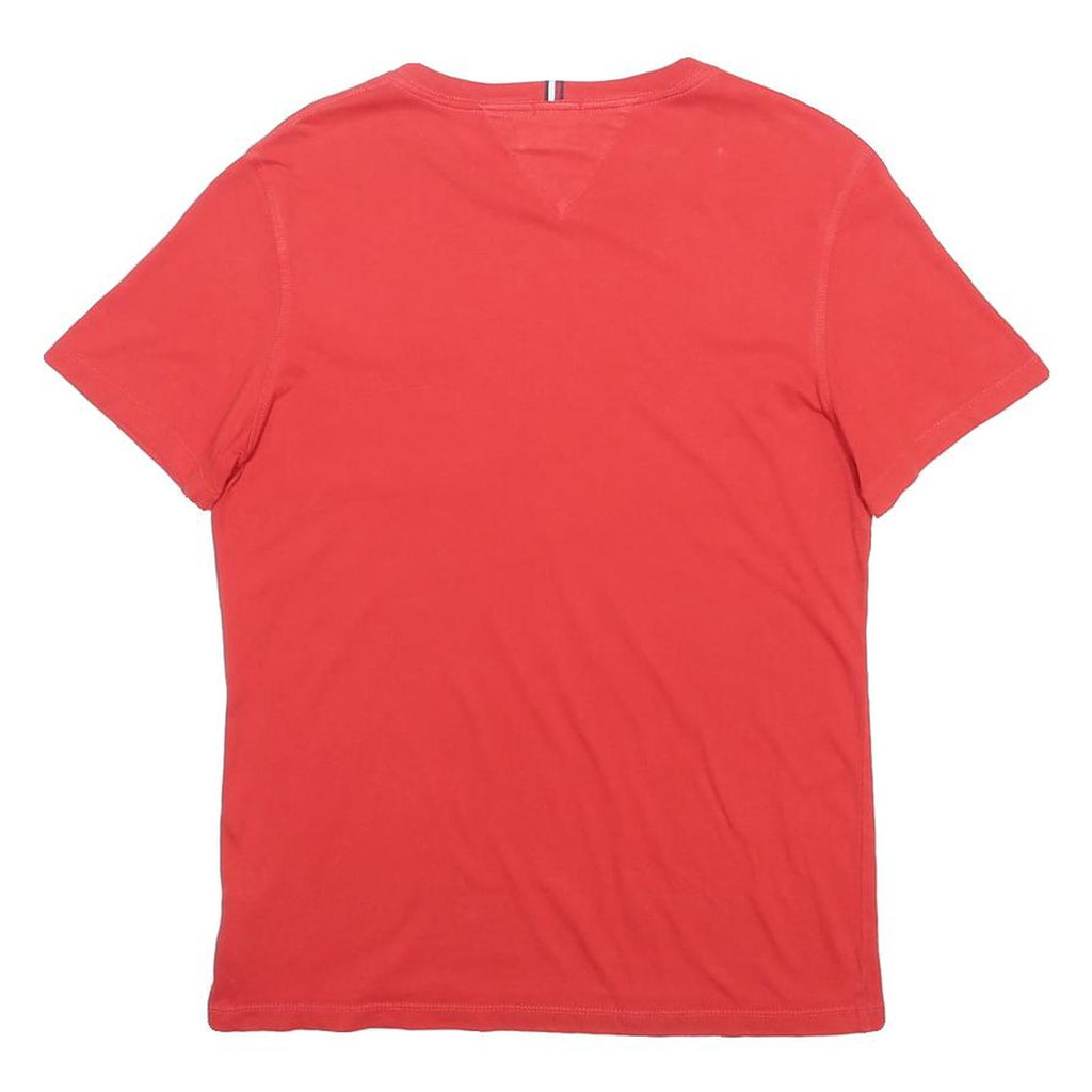 TOMMY HILFIGER Mens Red Crew Neck Short Sleeve T-Shirt S Pocket Graphic Print