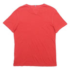 TOMMY HILFIGER Mens Red Crew Neck Short Sleeve T-Shirt S Pocket Graphic Print