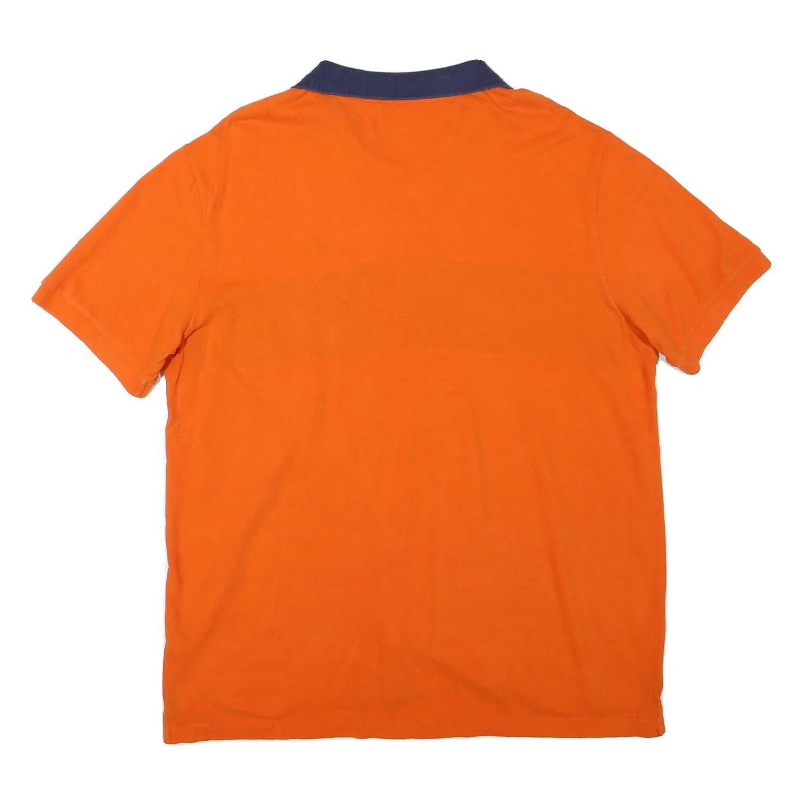 CHAPS Mens Orange & Navy Short Sleeve Colourblock Polo Shirt XL Casual