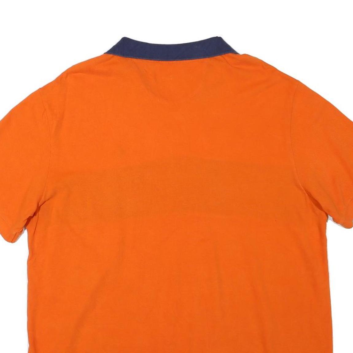 CHAPS Mens Orange & Navy Short Sleeve Colourblock Polo Shirt XL Casual