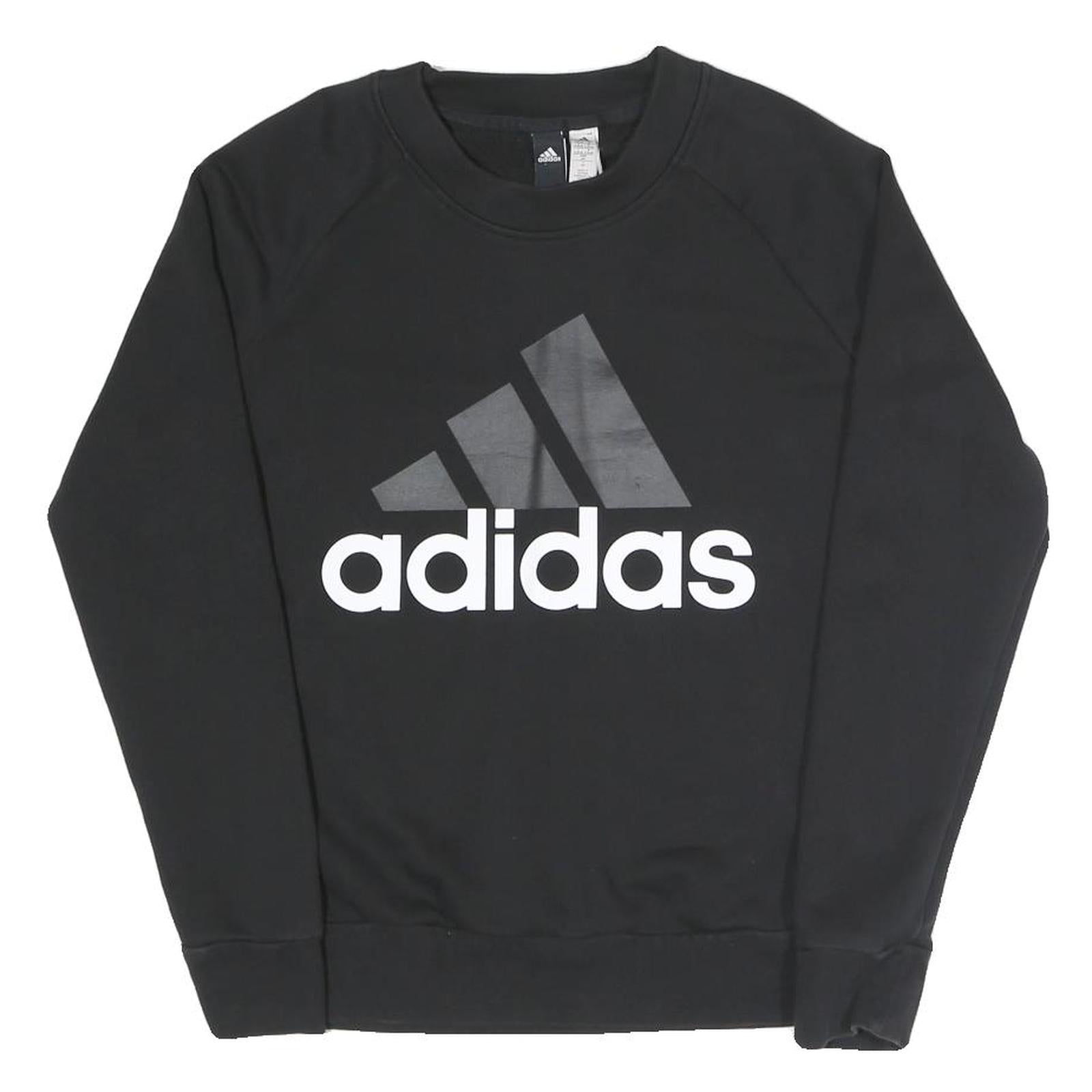 ADIDAS Womens Black Cotton Blend Crew Neck S Logo Sweatshirt Pullover