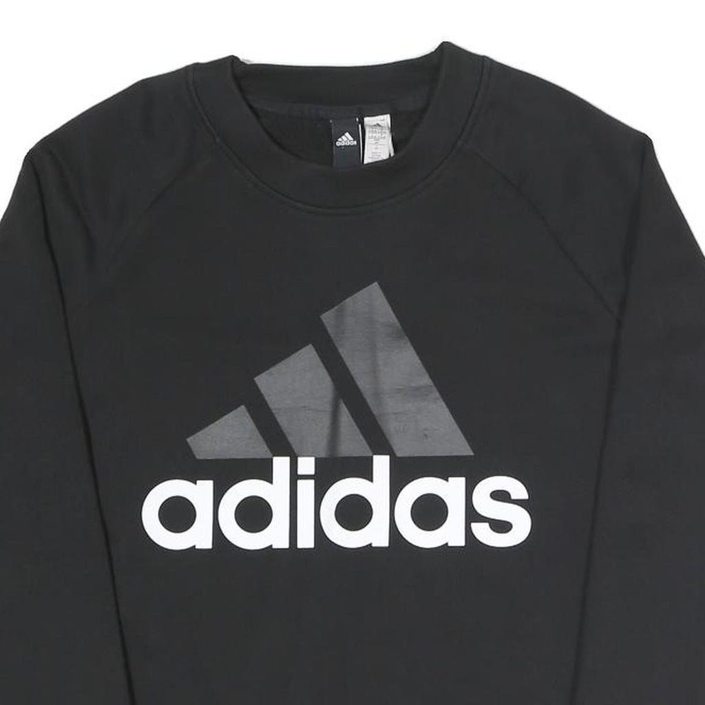 ADIDAS Womens Black Cotton Blend Crew Neck S Logo Sweatshirt Pullover