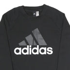 ADIDAS Womens Black Cotton Blend Crew Neck S Logo Sweatshirt Pullover