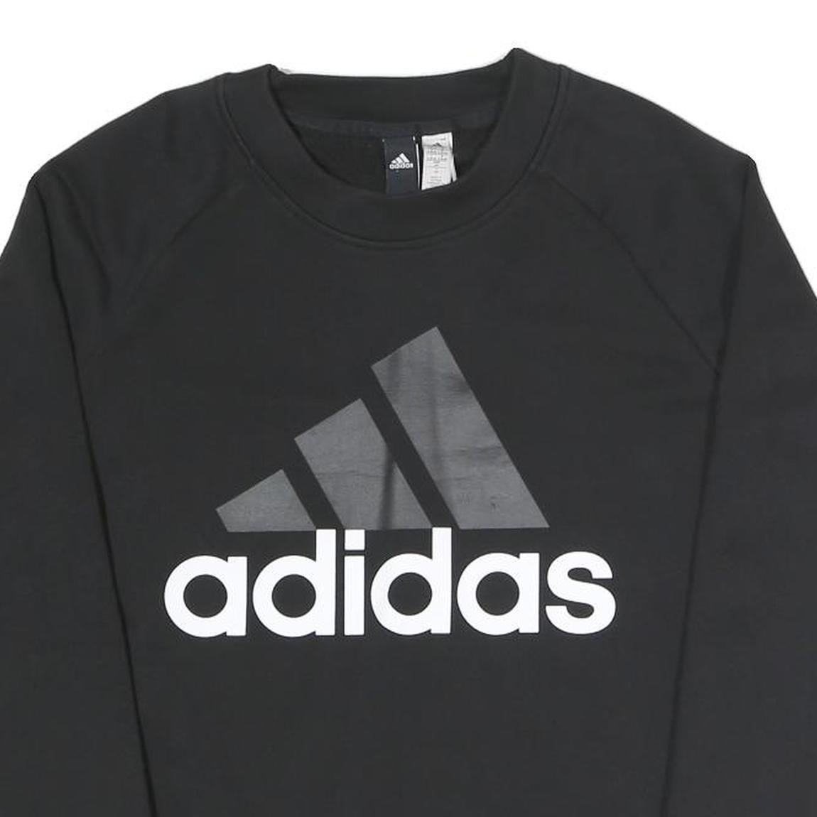 ADIDAS Womens Black Cotton Blend Crew Neck S Logo Sweatshirt Pullover