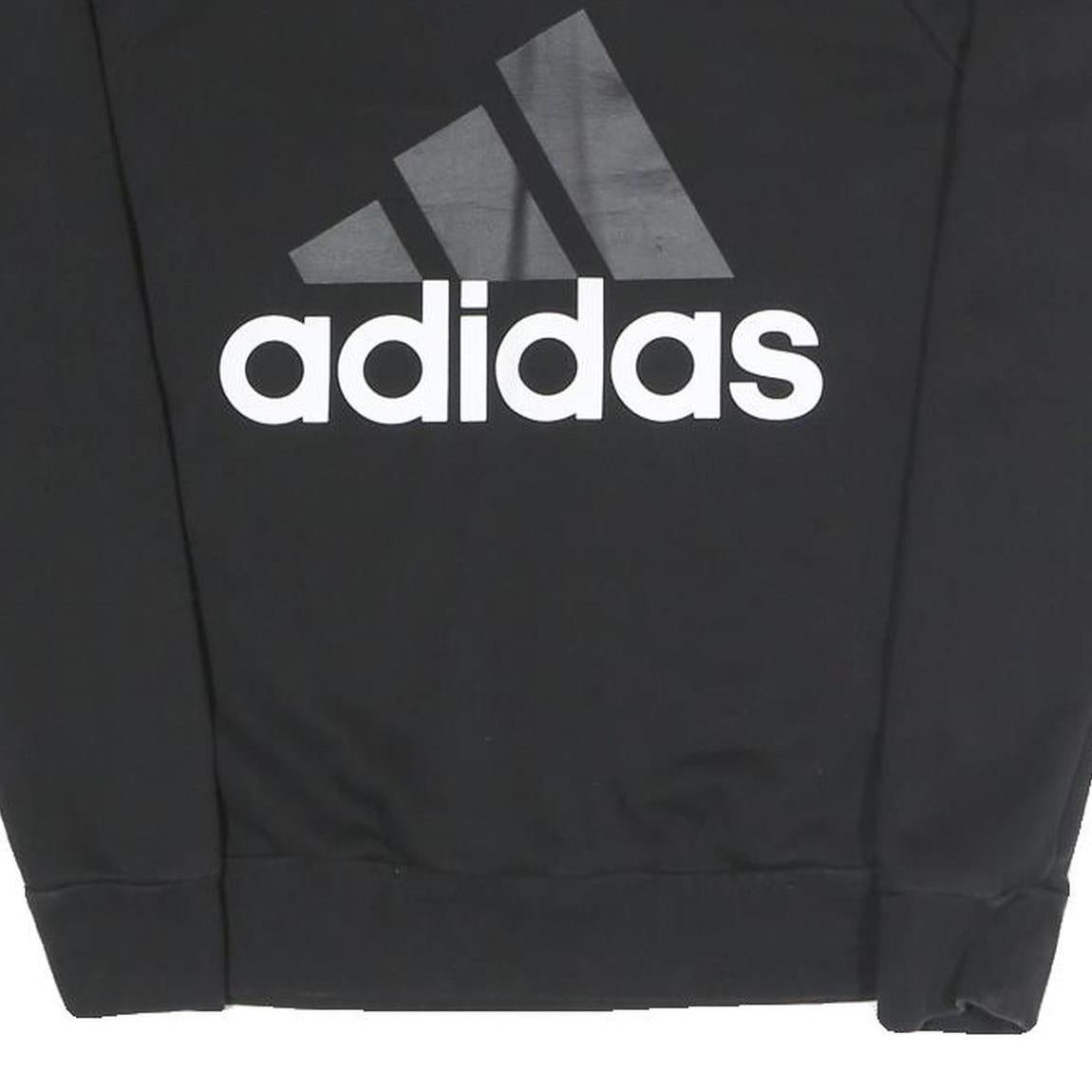 ADIDAS Womens Black Cotton Blend Crew Neck S Logo Sweatshirt Pullover