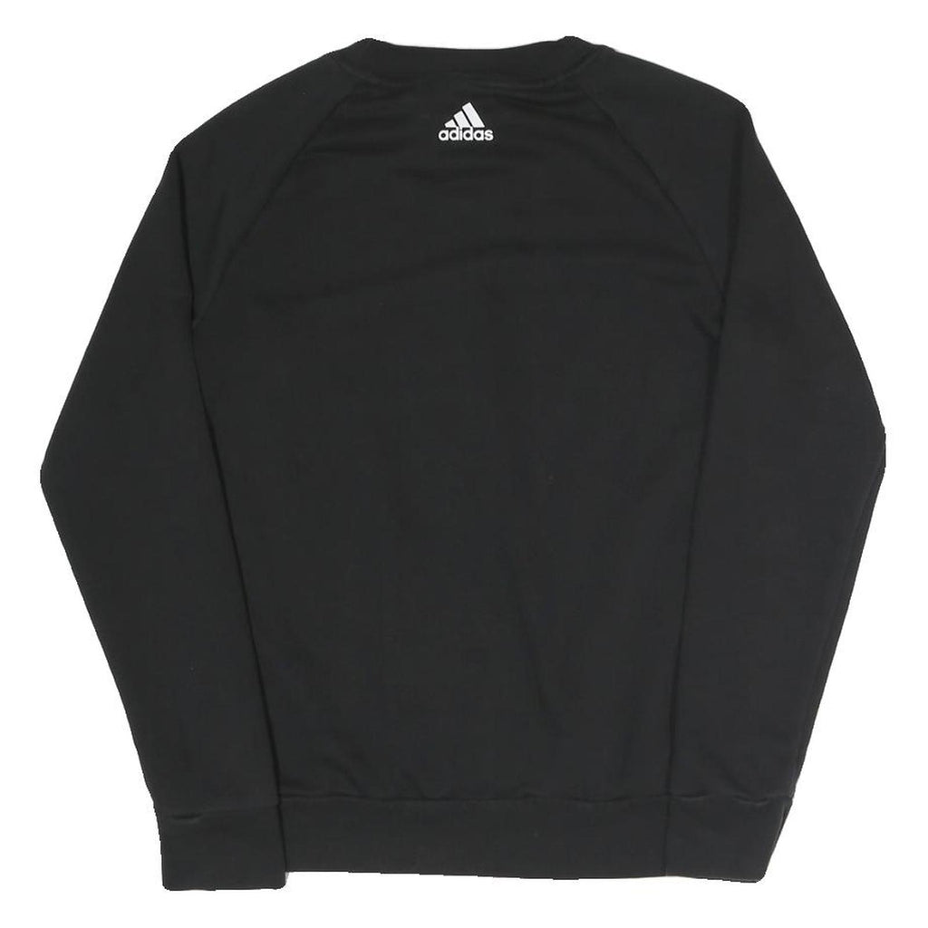 ADIDAS Womens Black Cotton Blend Crew Neck S Logo Sweatshirt Pullover
