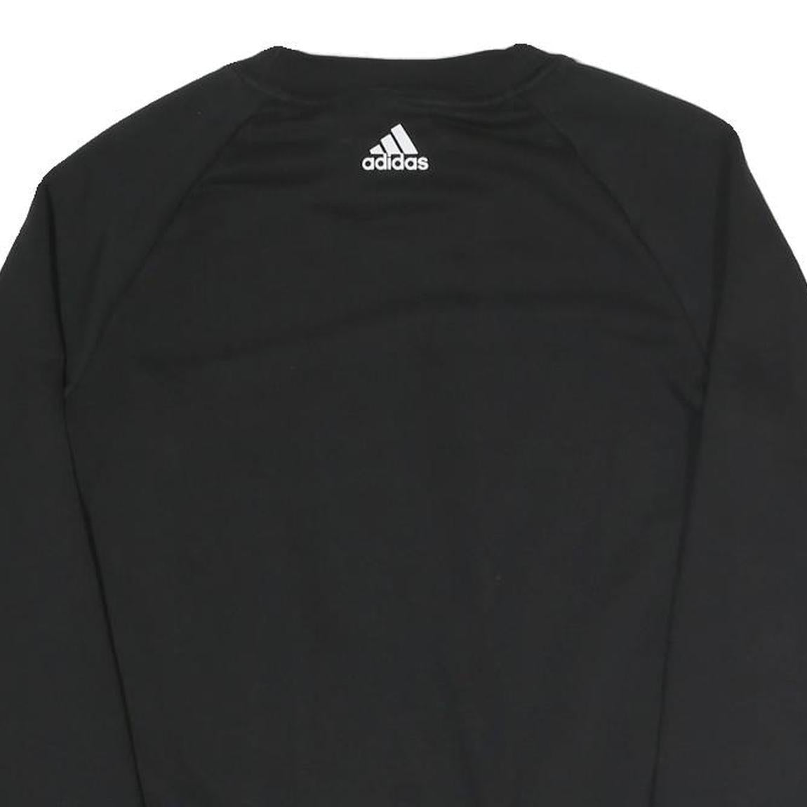 ADIDAS Womens Black Cotton Blend Crew Neck S Logo Sweatshirt Pullover