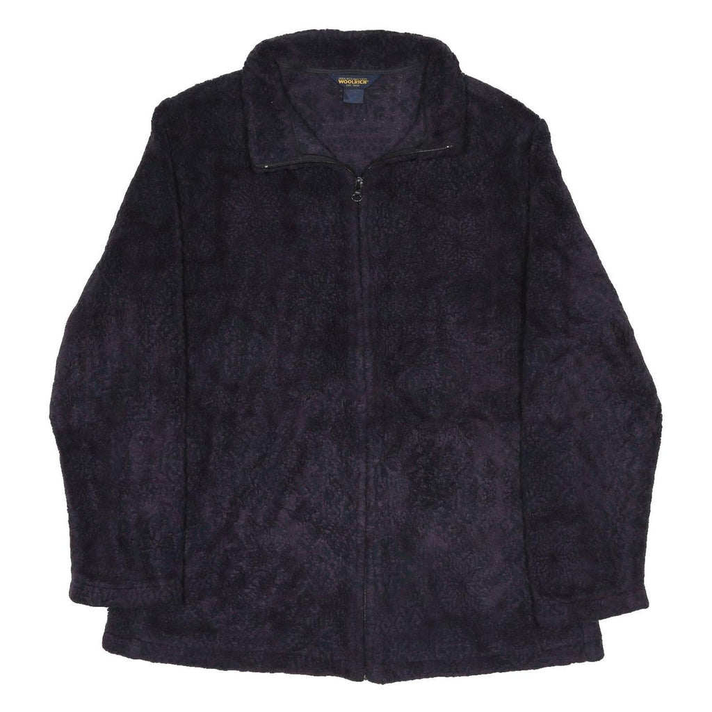WOOLRICH Womens Black Outdoor Fleece Jacket M Acrylic Blend Stand-Up Collar Zip